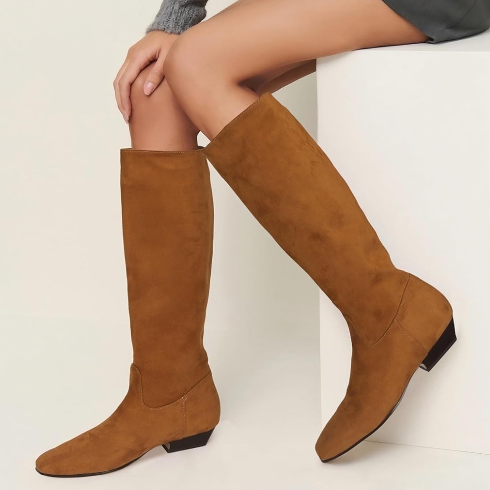Stylish Tan Suede Knee-High Boots